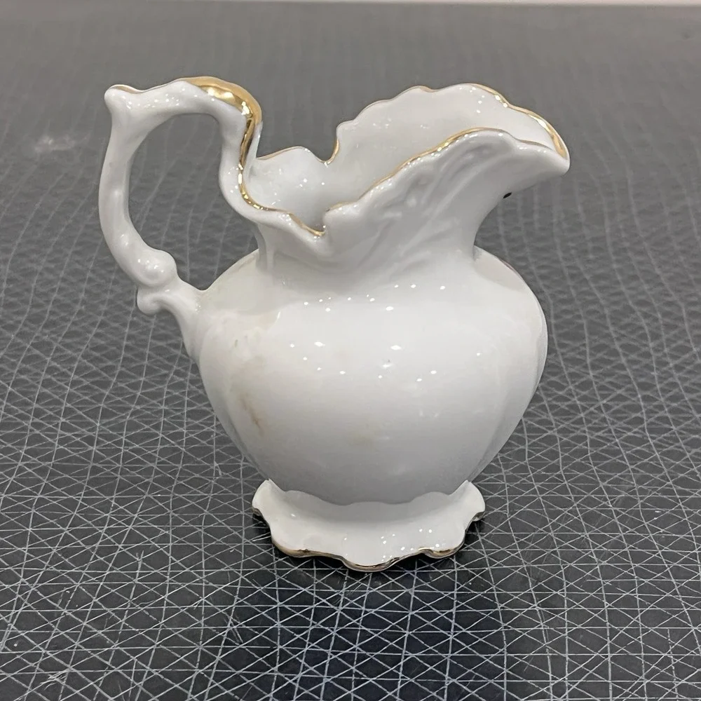 Vintage Decorative Lefton China Mini Pitcher Gold Rimmed Roses Design